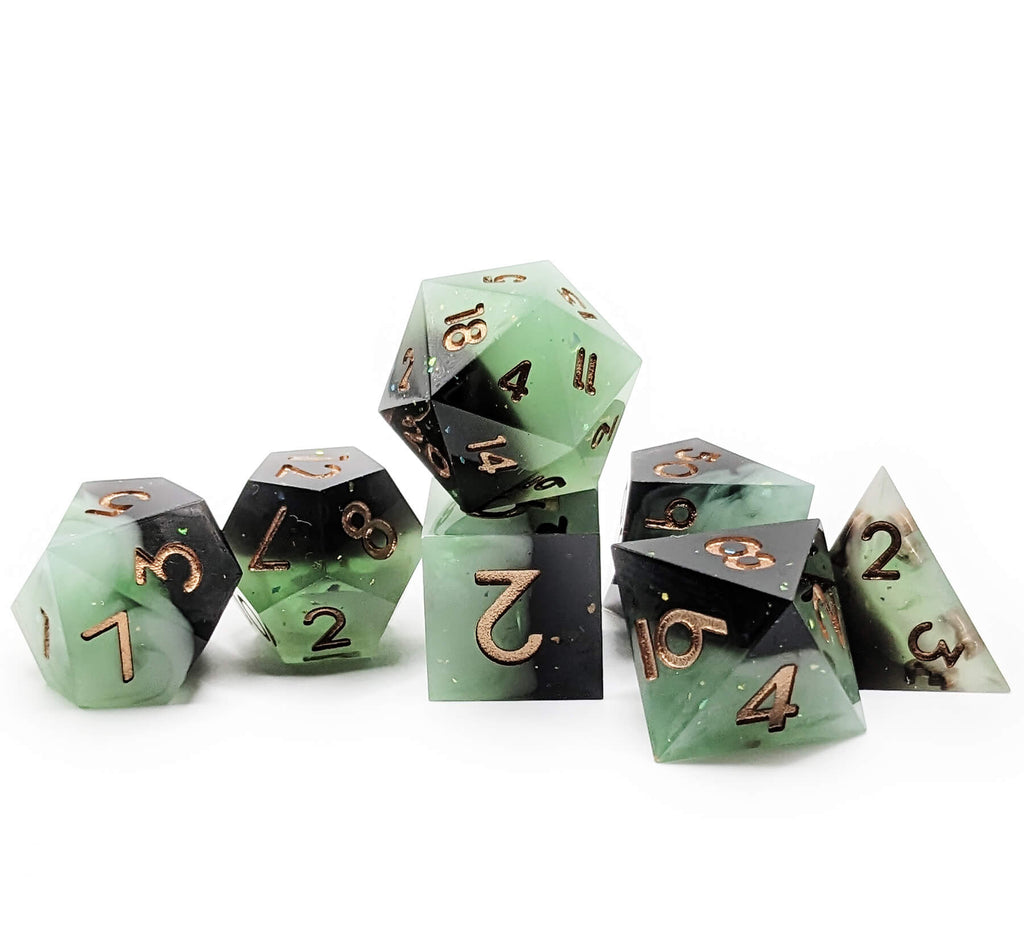ttrpg jade green dice set