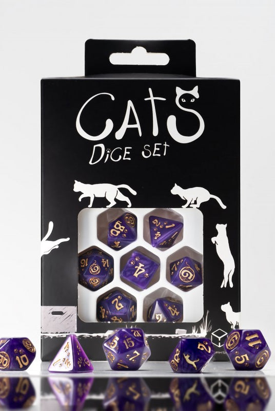 Purple Cats Dice set by Q-workshop