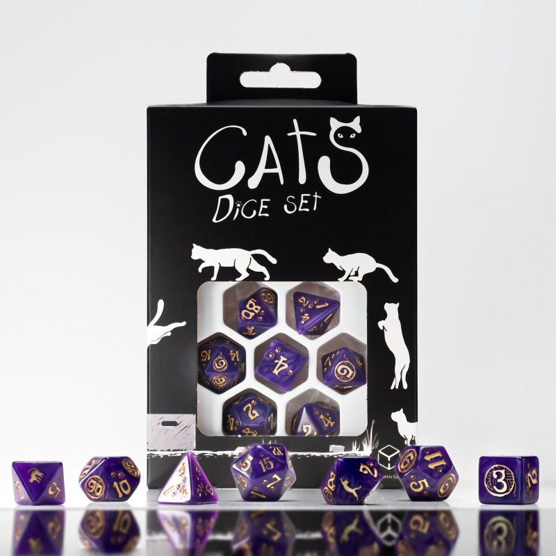Purple Cats Dice set by Q-workshop
