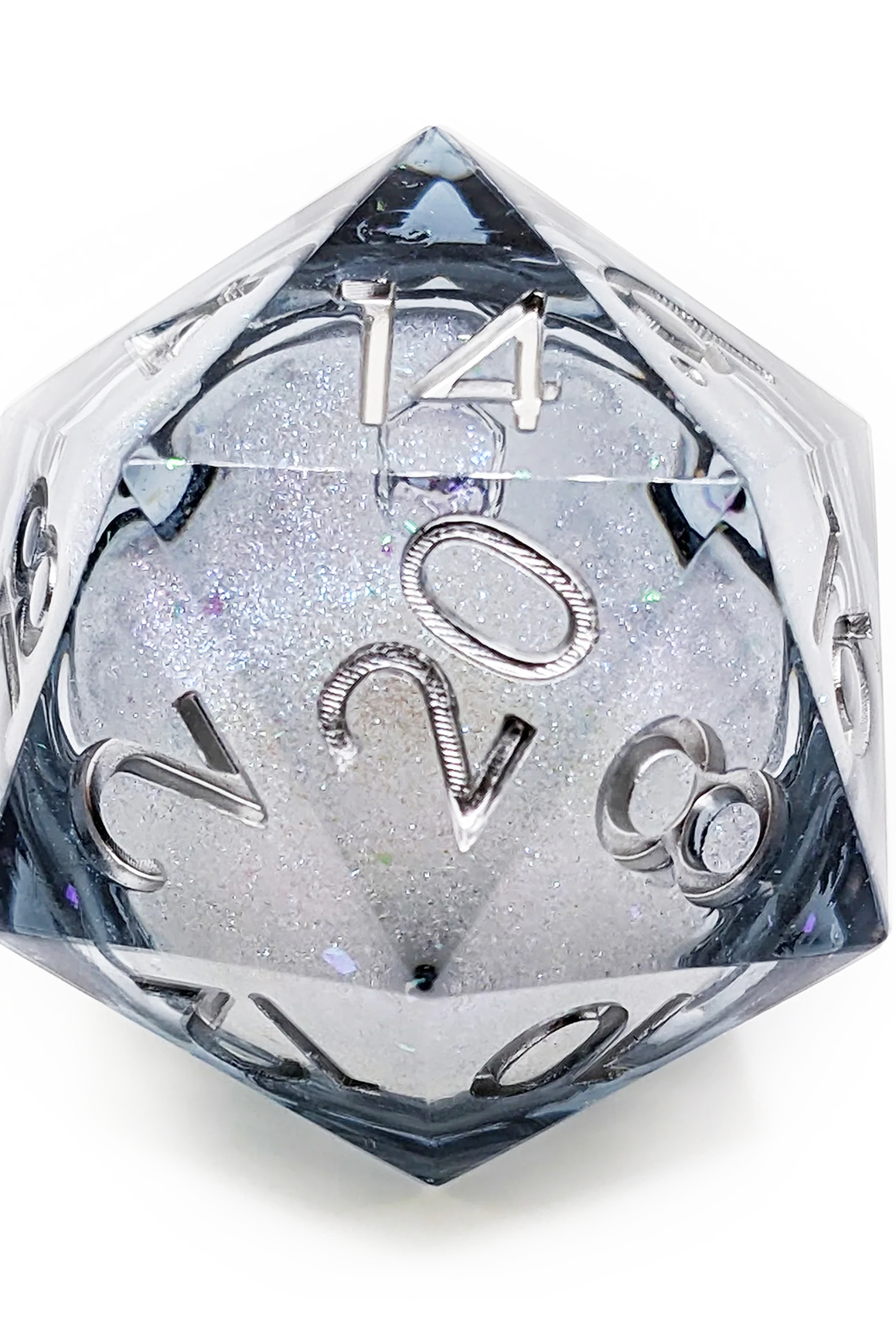 giant dice liquid core smoke silver d20