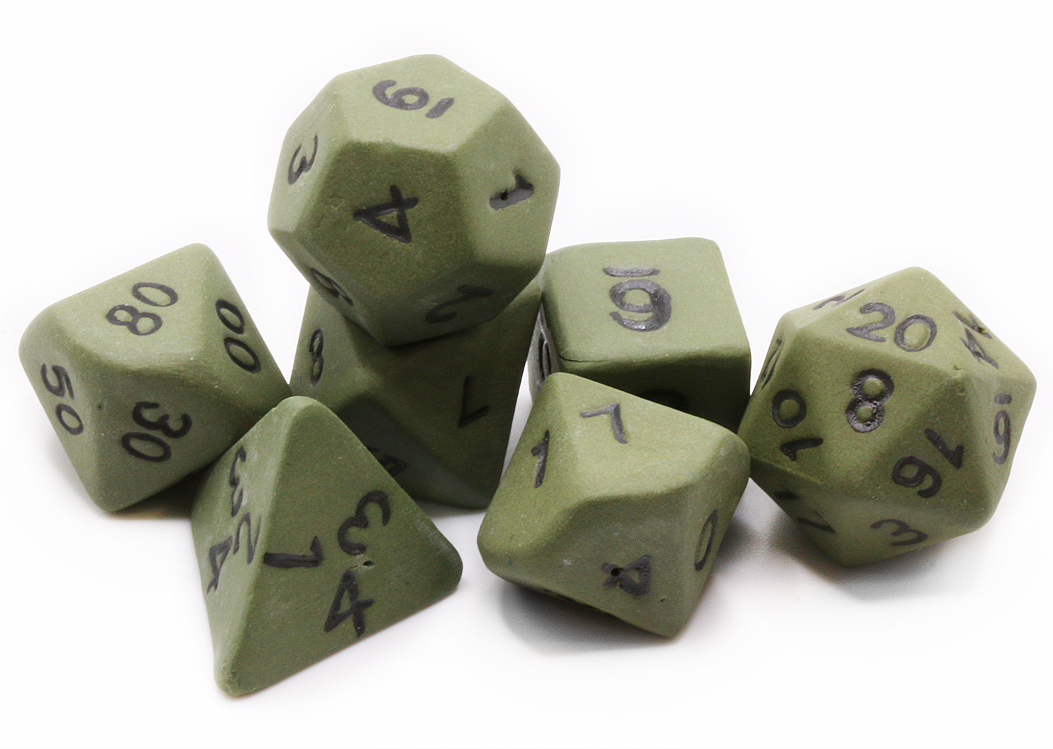 Green Ceramic Dice Set at Dark Elf Dice