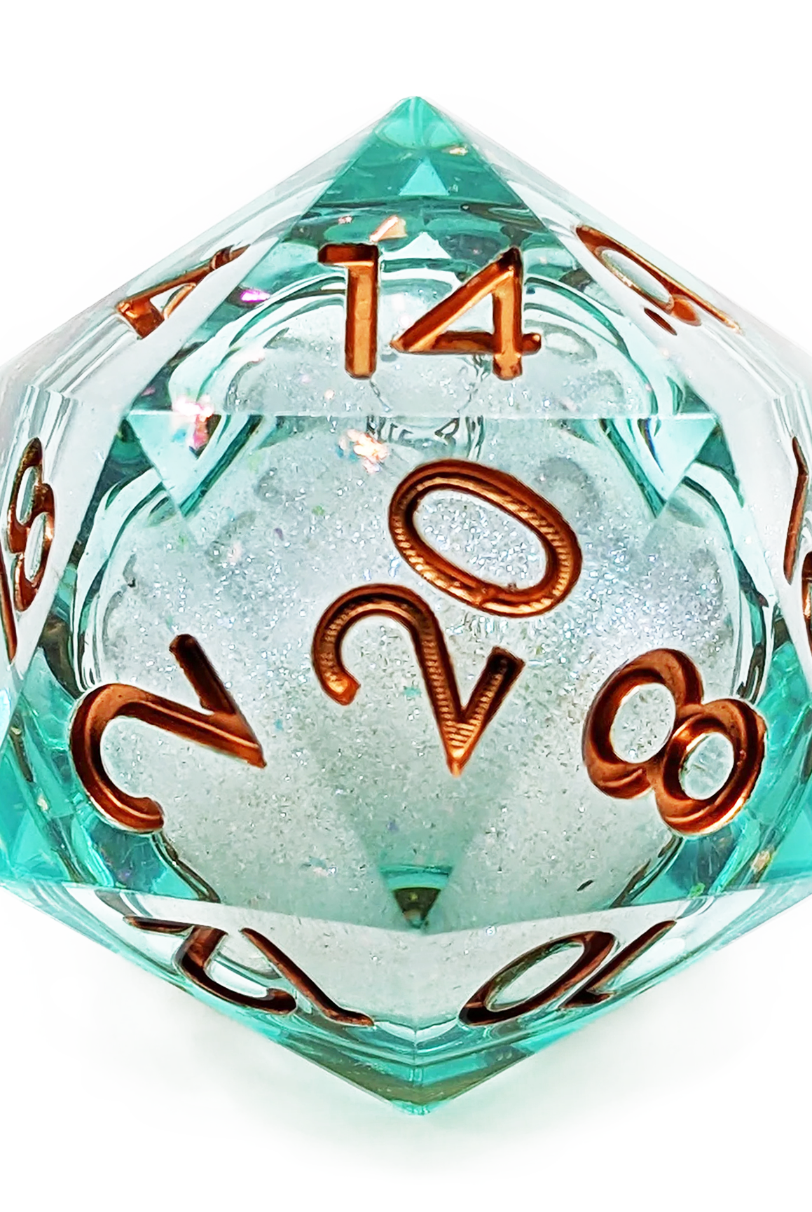liquid core d20 teal giant dice