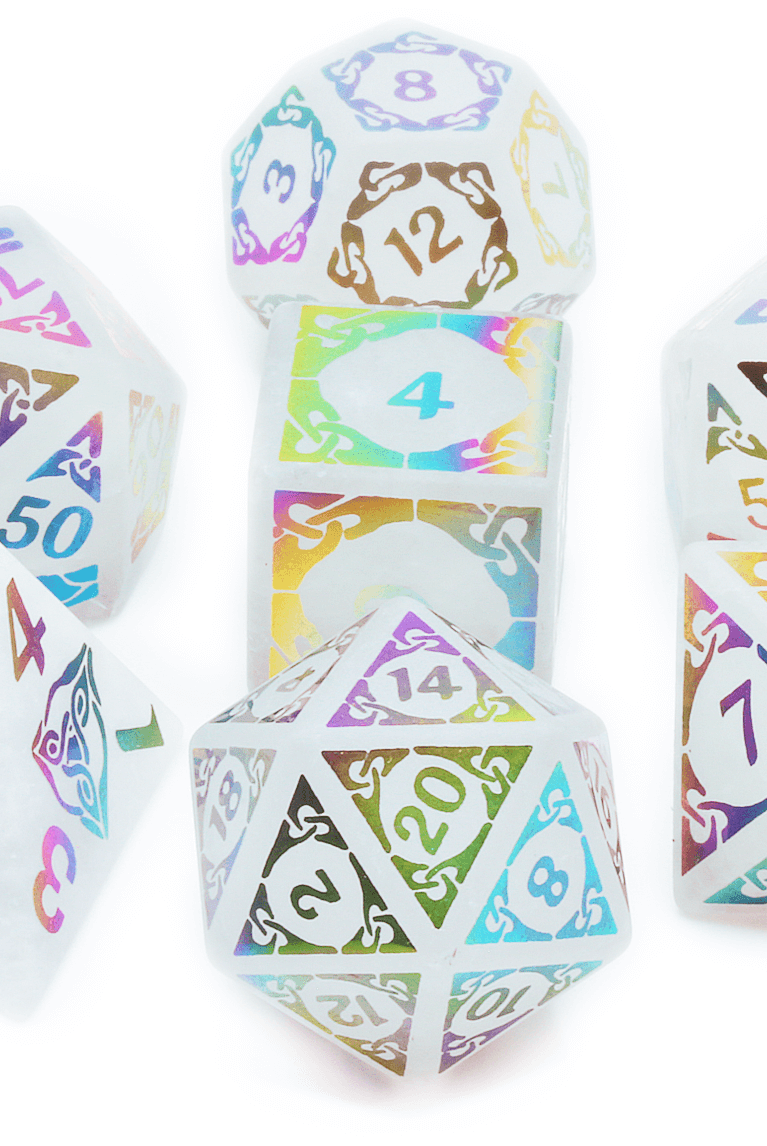 Frosted Glass Rainbow Bridge Gemstone Dice