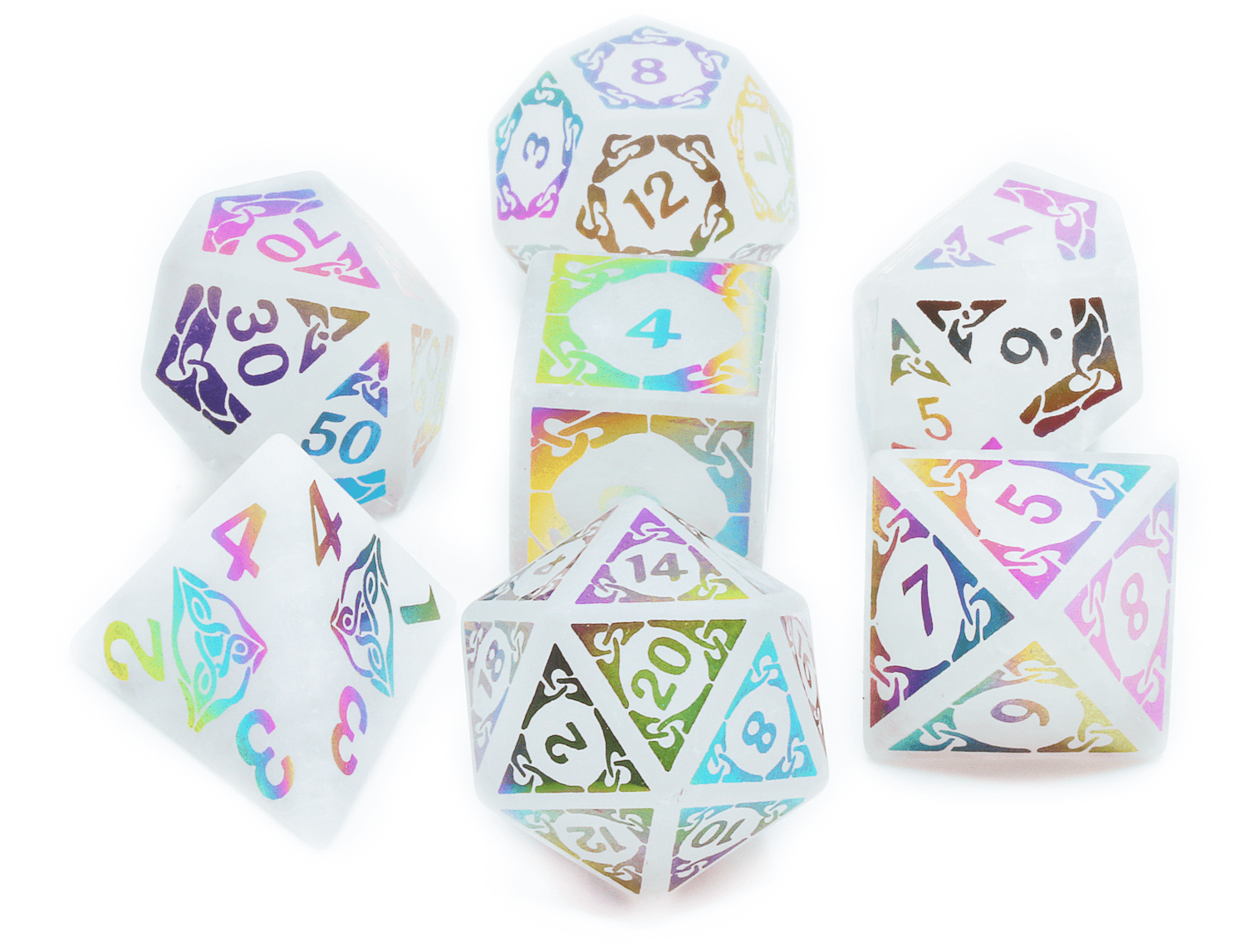 Frosted Glass Rainbow Bridge Gemstone Dice