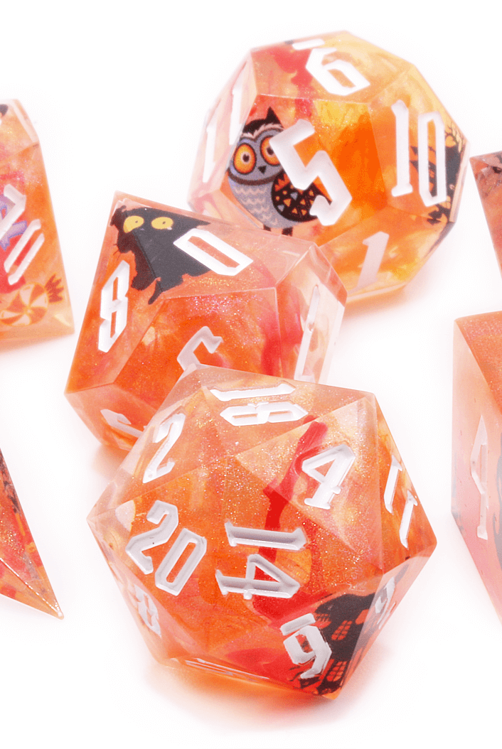 Handmade Orange Halloween TTRPG Dice