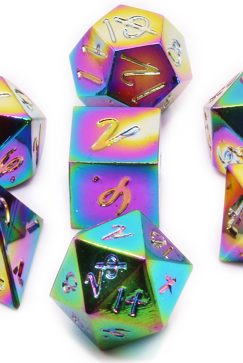 Mini Metal Rainbow Dice at Dark Elf Dice
