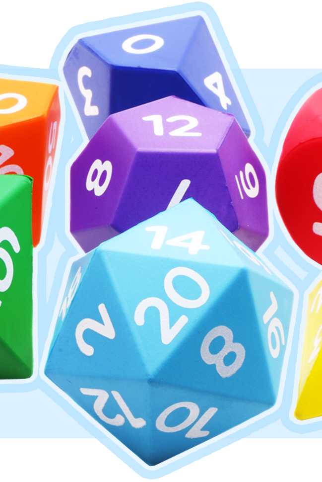 Giant Foam Dice Rainbow at Dark Elf Dice