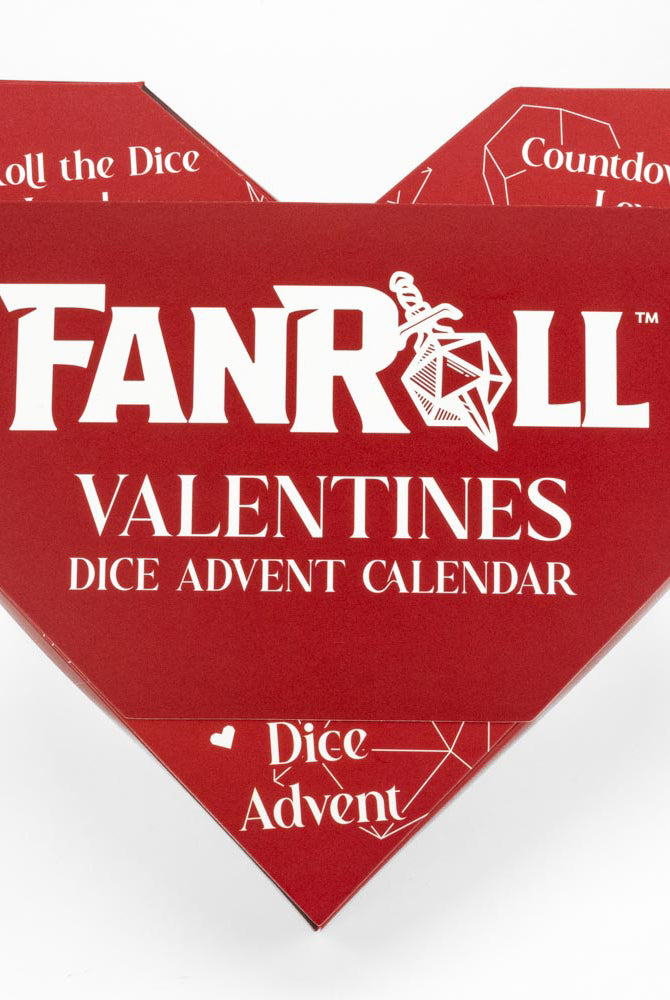 Heart shaped Valentines day calendar for ttrpg dice