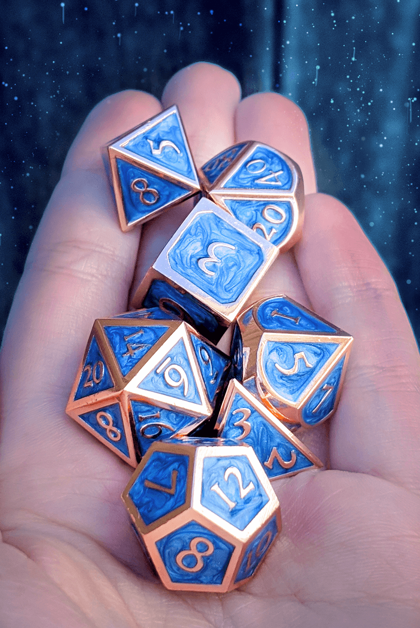 Beautiful dice blue metal