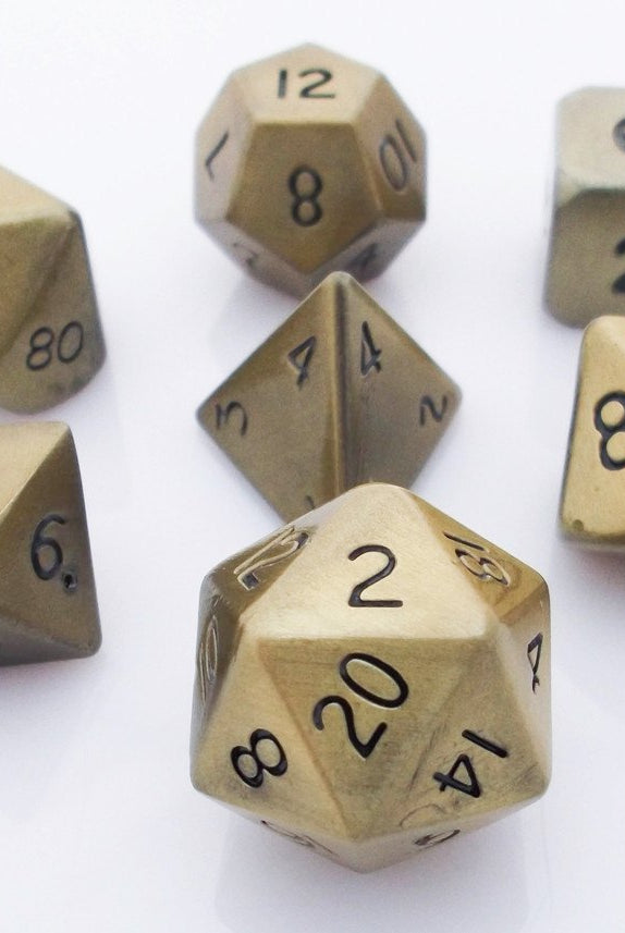 Metal Dice Antique Gold