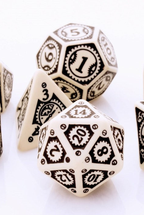 Steampunk Dice Clockwork Beige