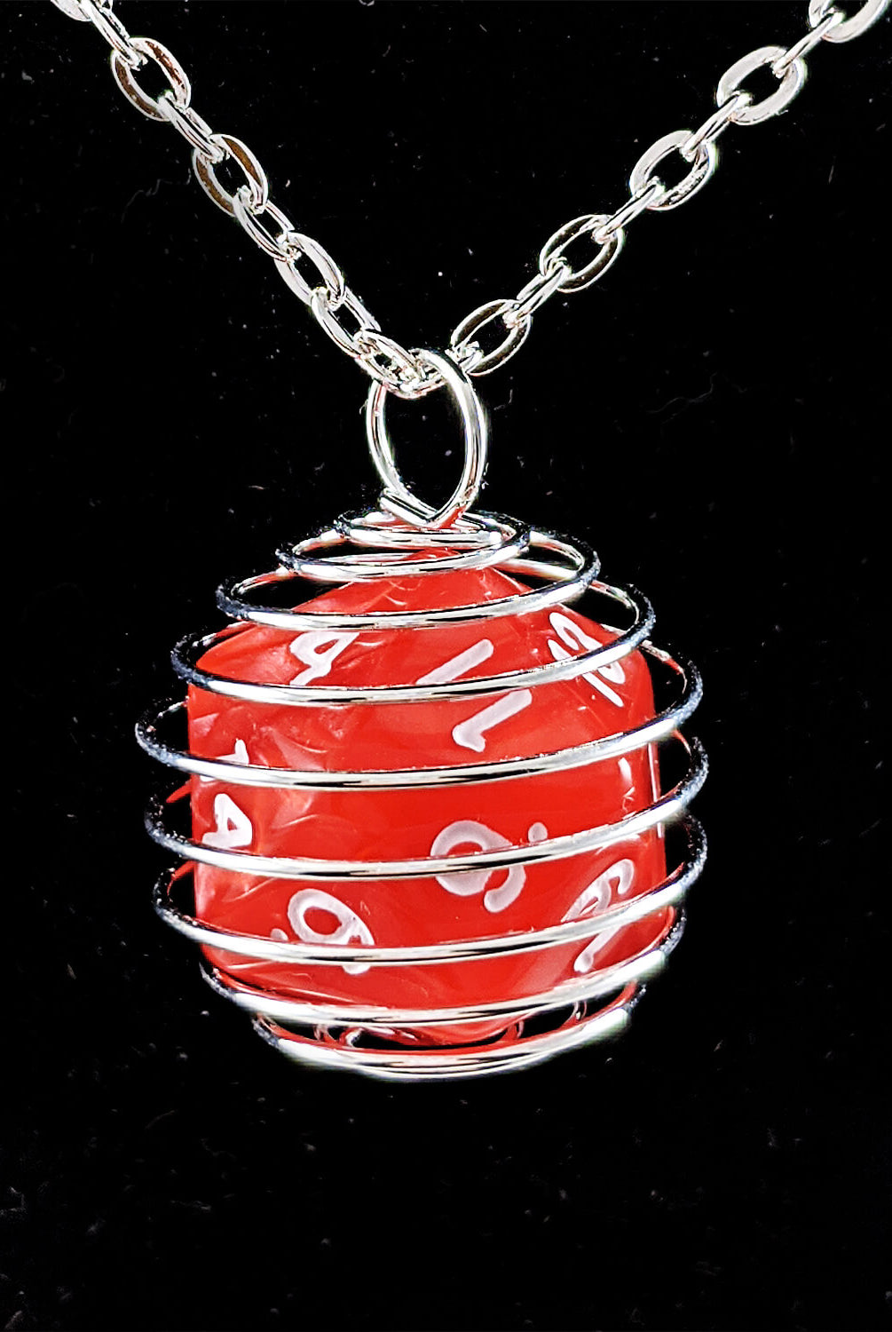 Red Pearl d20 necklace