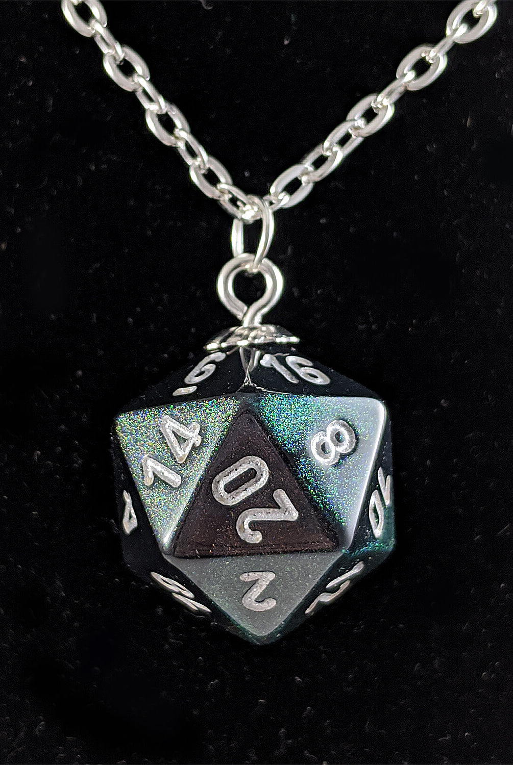 Borealis Smoke Black d20 Necklace