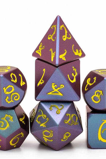 Metal rpg dice color shift