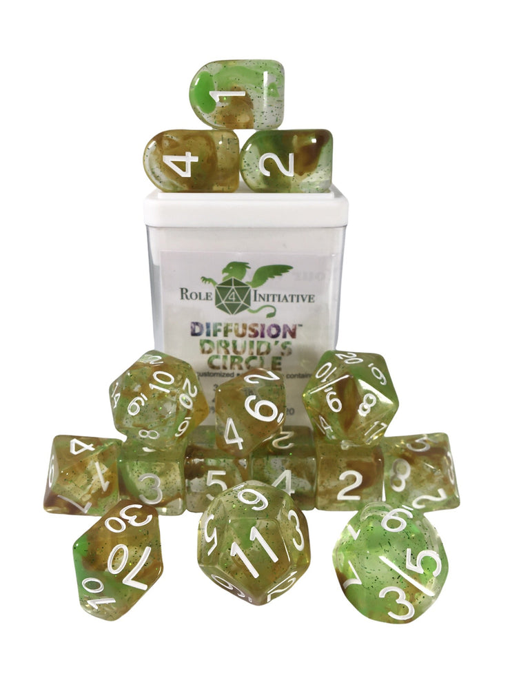 15 piece Diffusion Dice (Druid's Circle) for ttrpg games