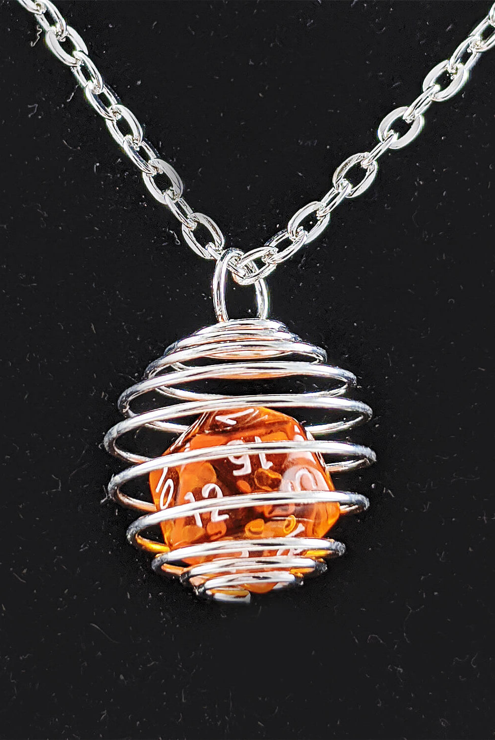 Orange d20 Necklace
