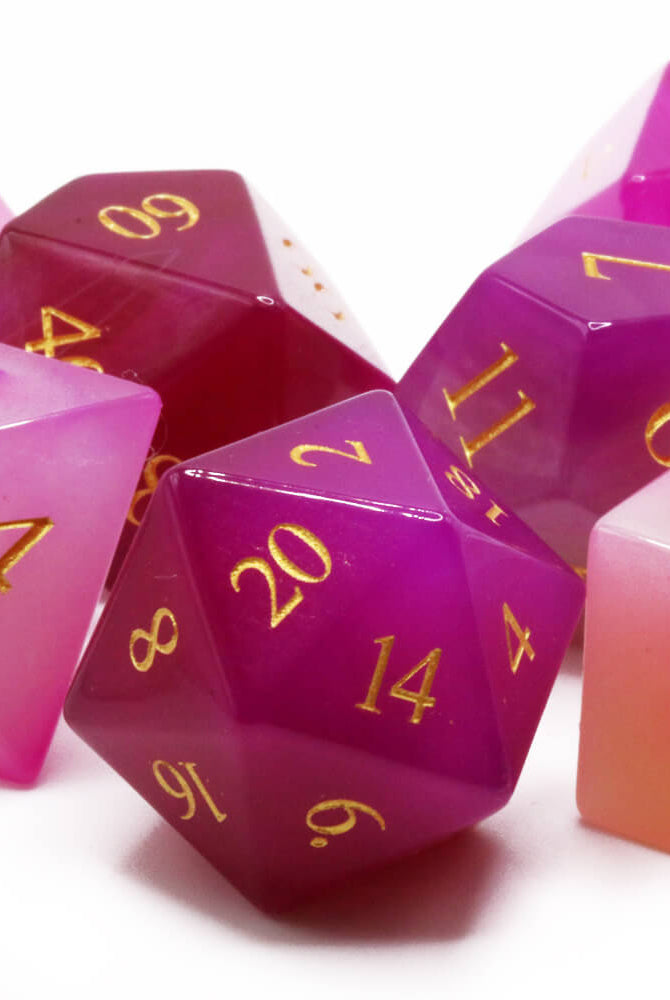 Pink Agate RPG Dice