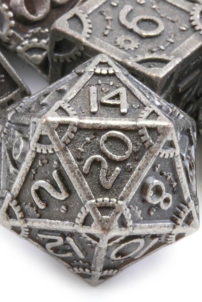 Artificer Silver TTRPG Dice 4