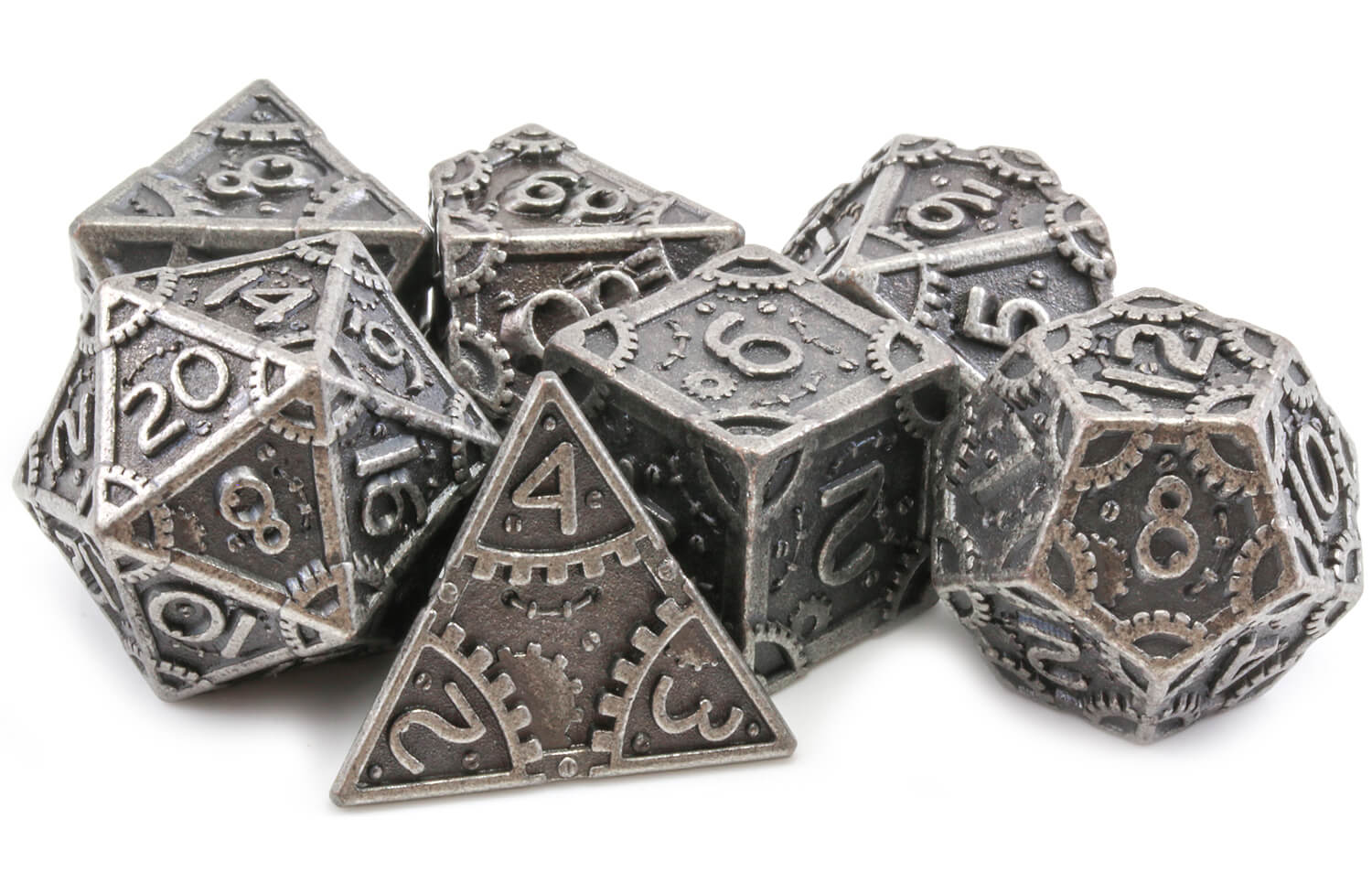 Artificer Silver TTRPG Dice 3