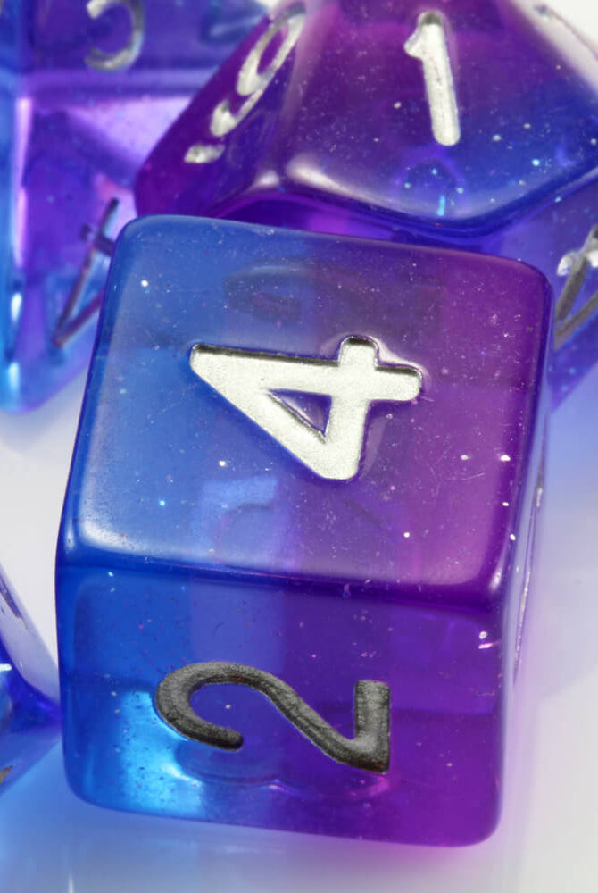 blue purple d6 dice
