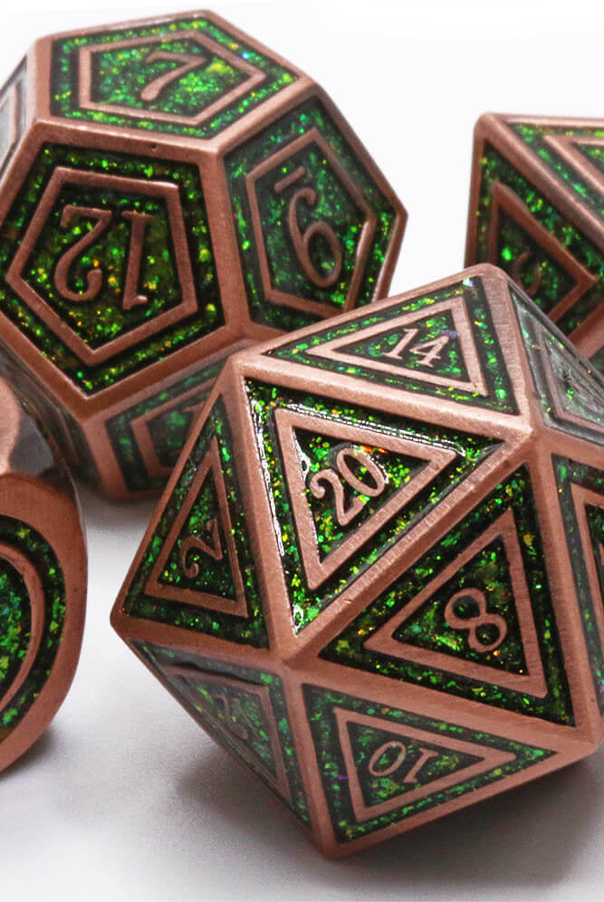 Battle Mage Dice Copper Green
