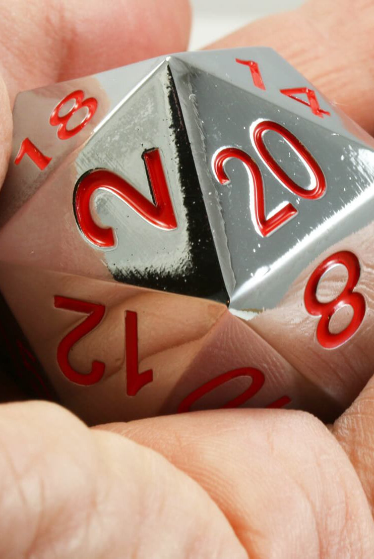 Giant d20 Silver and Red 2