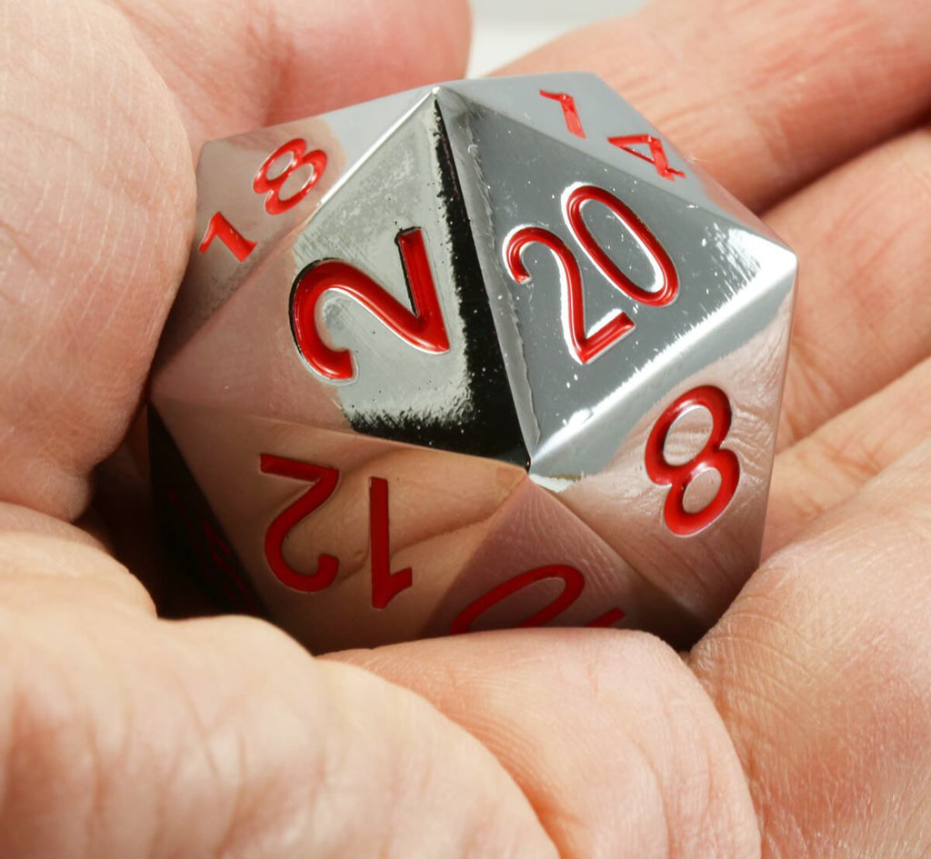 Giant d20 Silver and Red 2