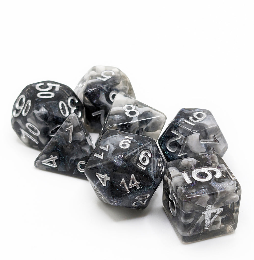 Black Celestial dice for ttrpg games