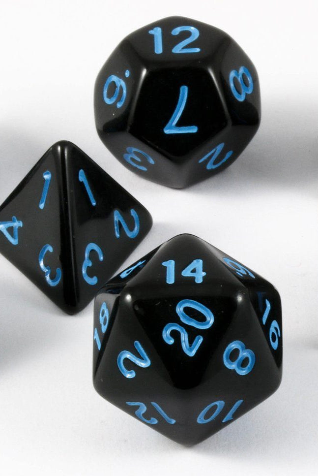 D&D Dice Black Electric Blue