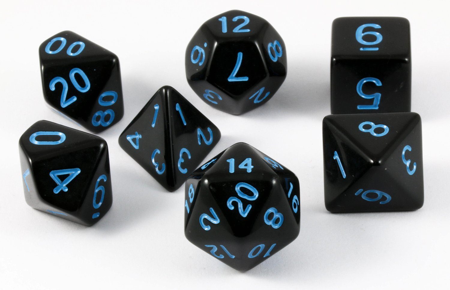 D&D Dice Black Electric Blue