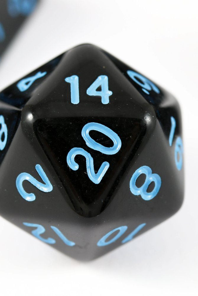 D&D d20 Black Electric Blue