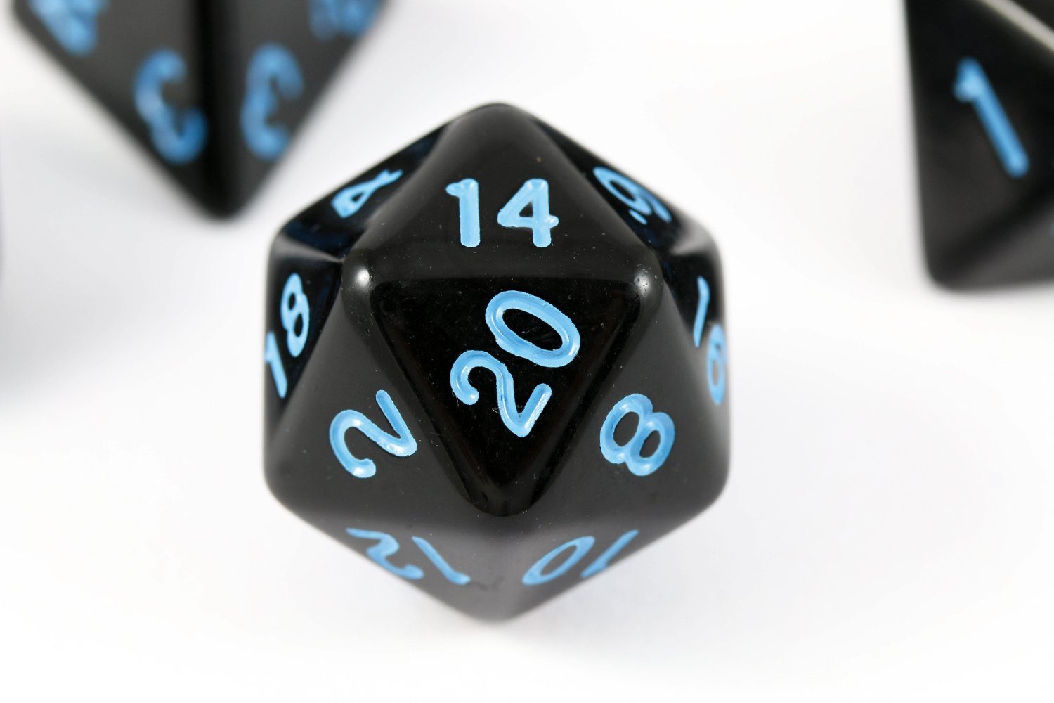 D&D d20 Black Electric Blue