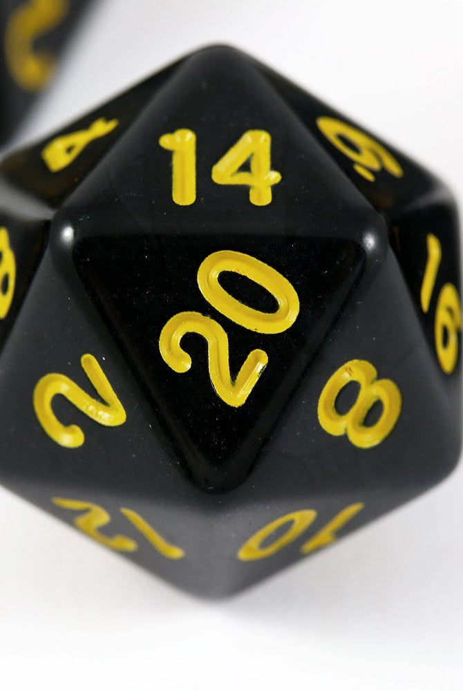D&D d20 Black Yellow