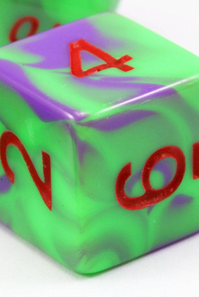 RPG dice green purple