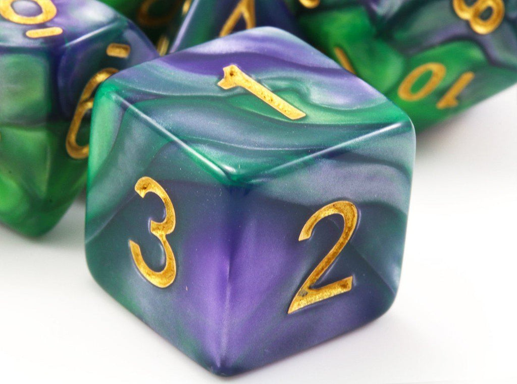 RPG Dice Purple and Green