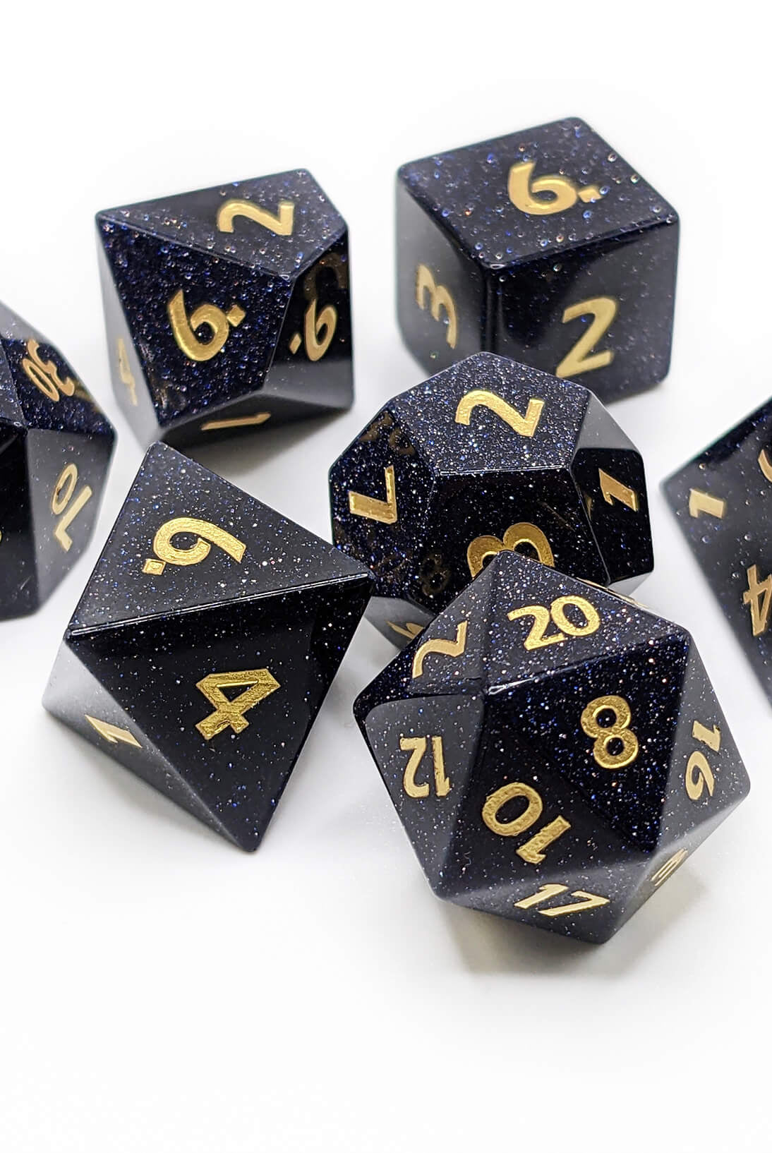 Blue Gemstone Goldstone dice