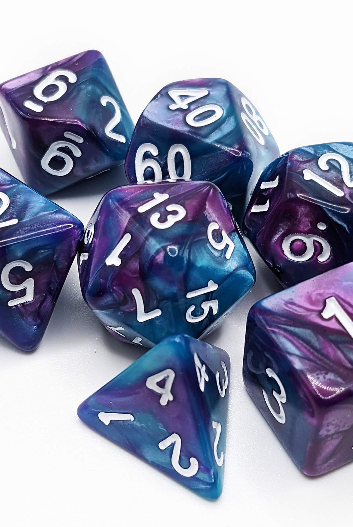 Crystal Caste Twins Dice Blue Purple 3