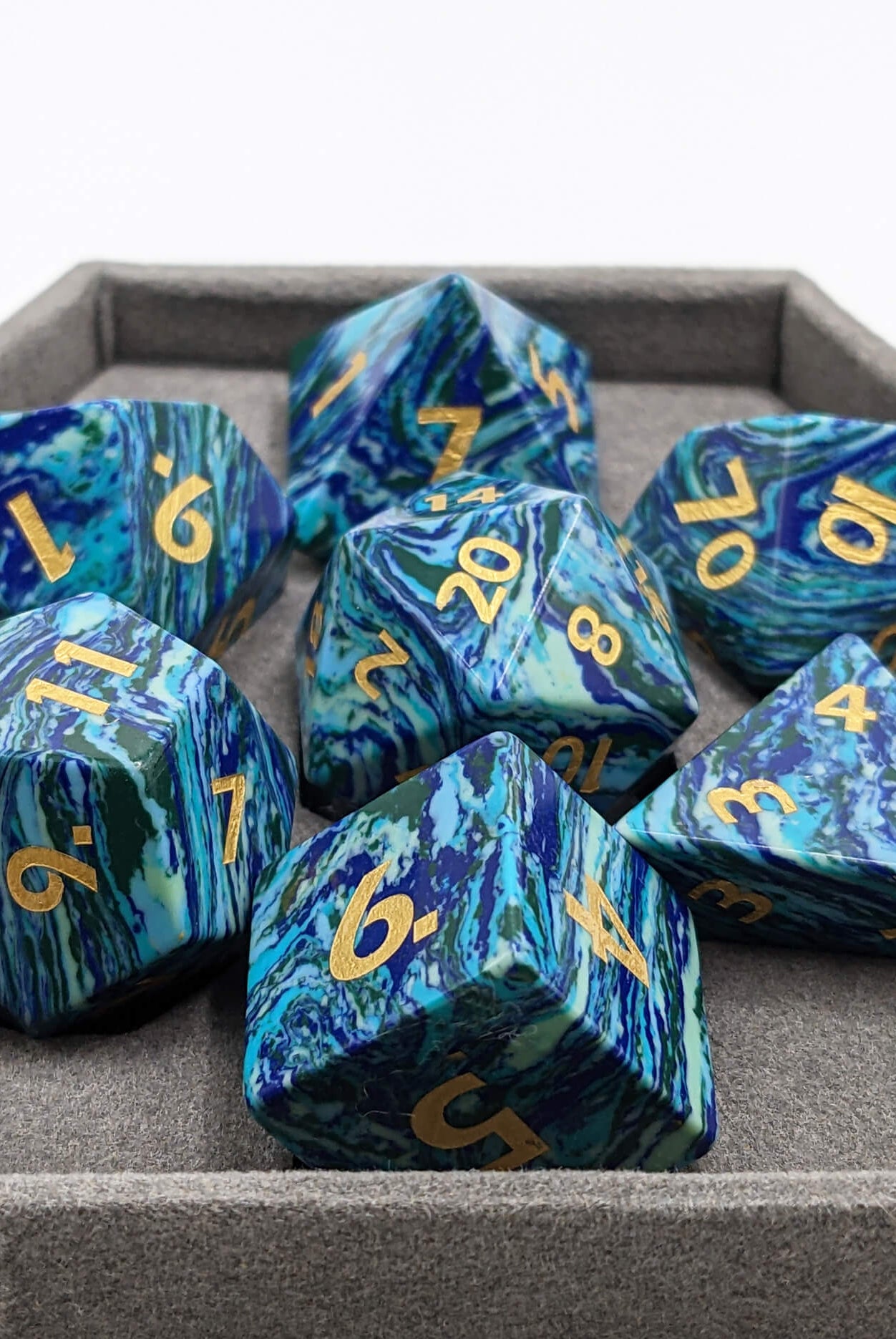 Blue sea stone dice for dnd games