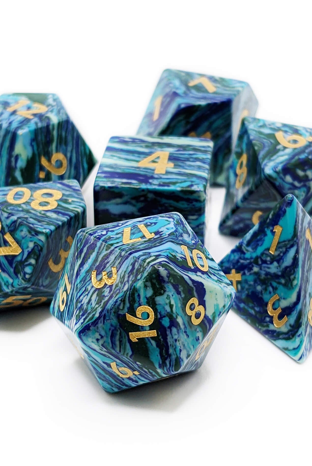 beautiful blue sea stone dice