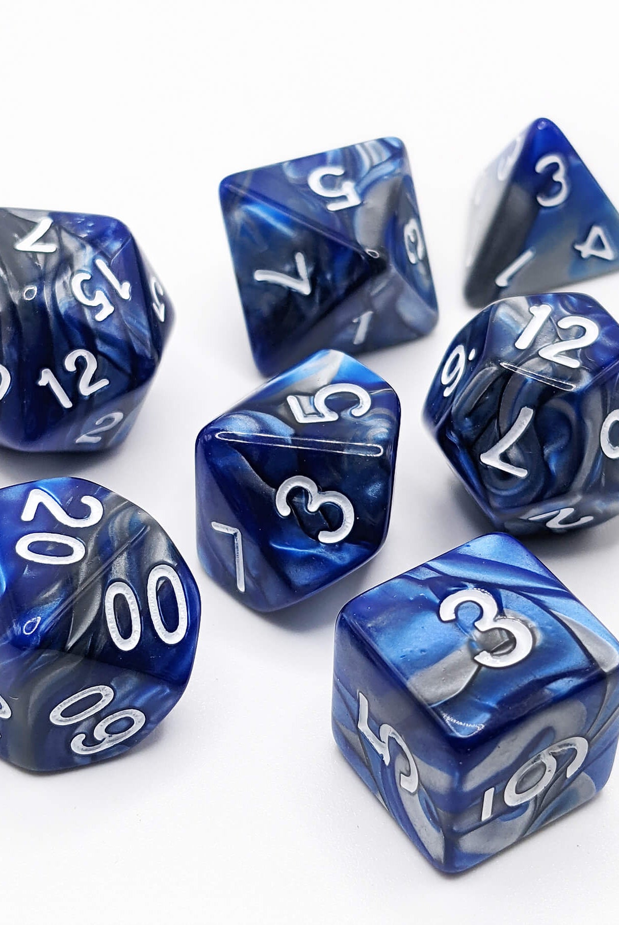 Crystal Caste Twins Dice Blue and Silver 2