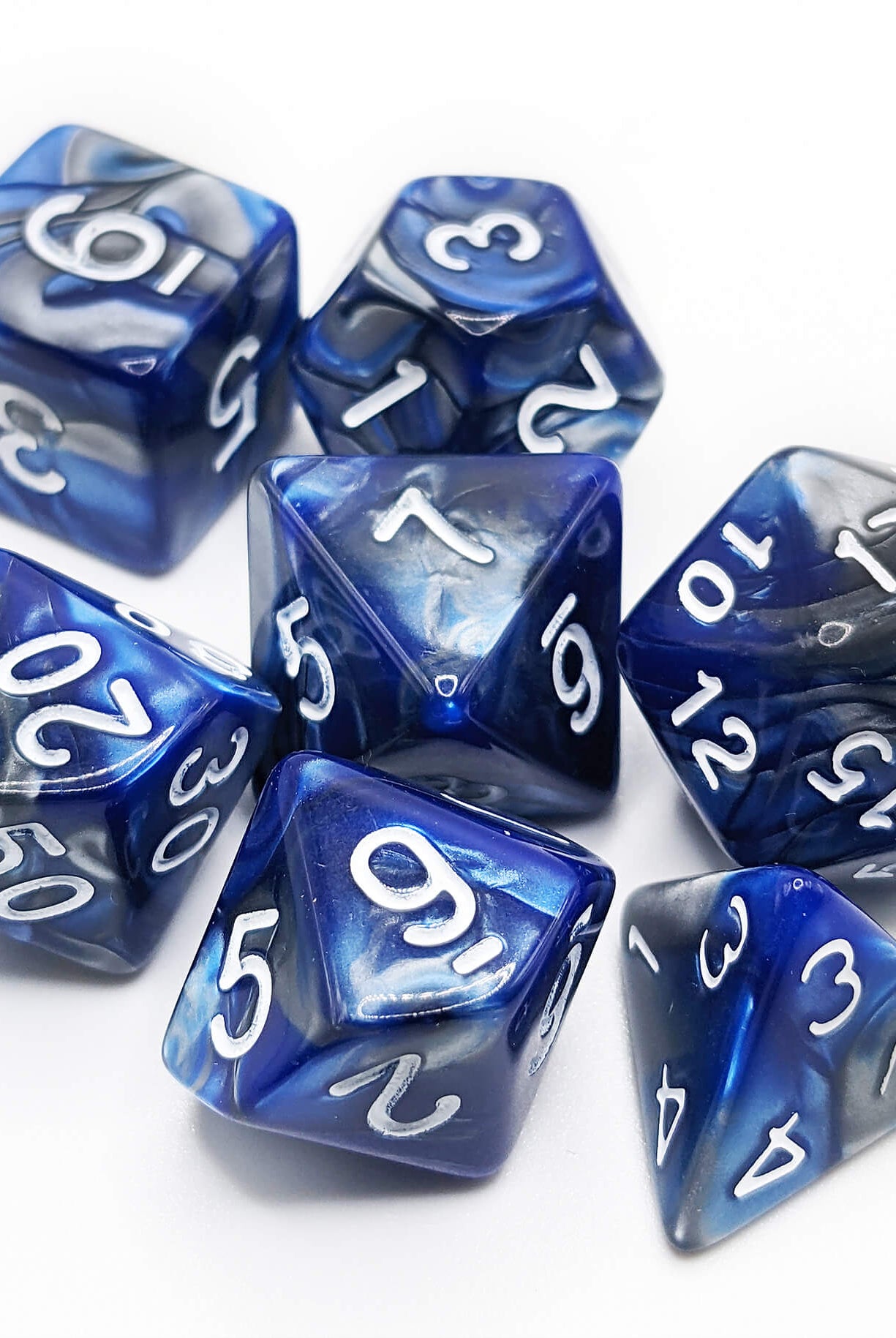 Crystal Caste Twins Dice Blue and Silver 3