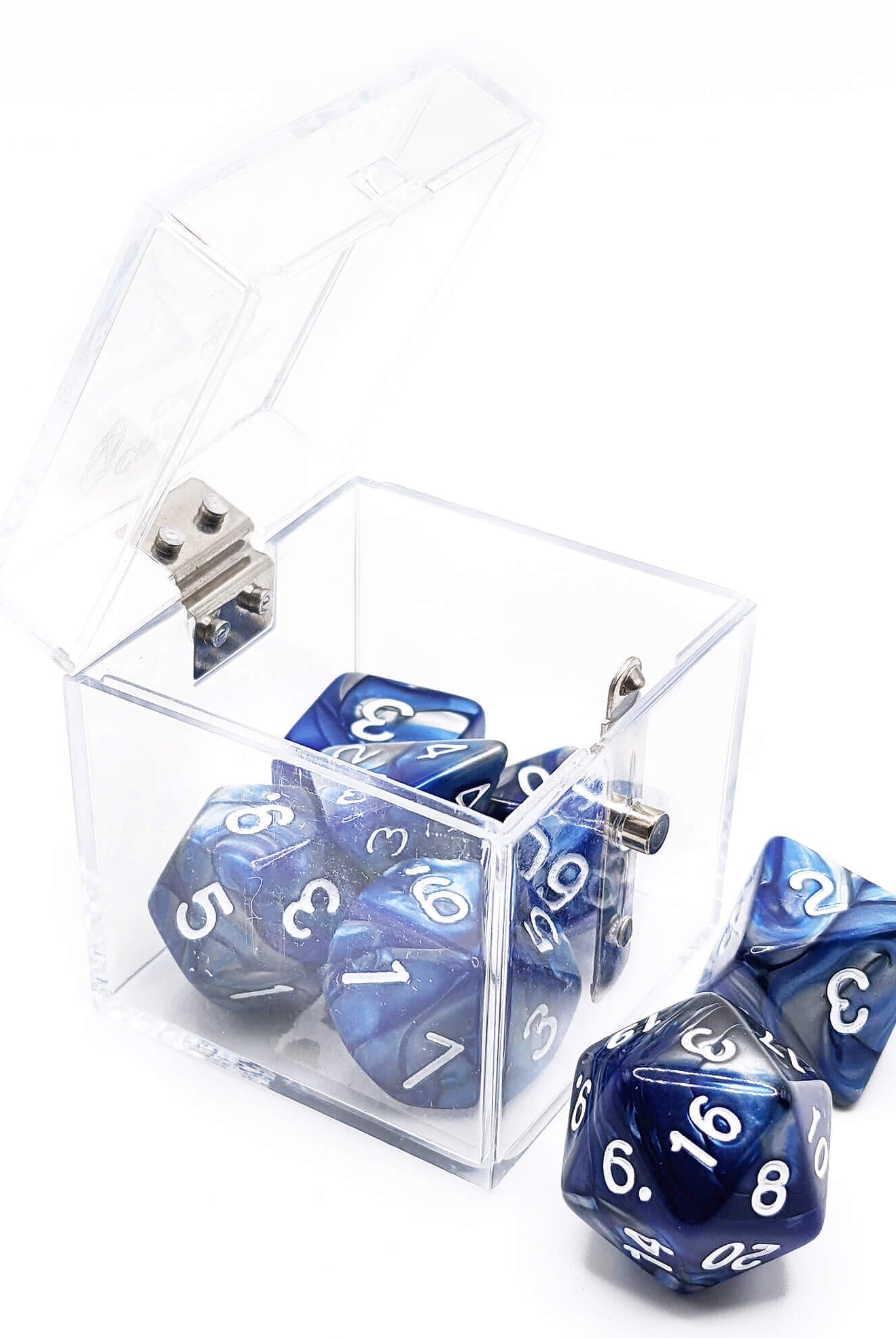 Crystal Caste Twins Dice Blue and Silver