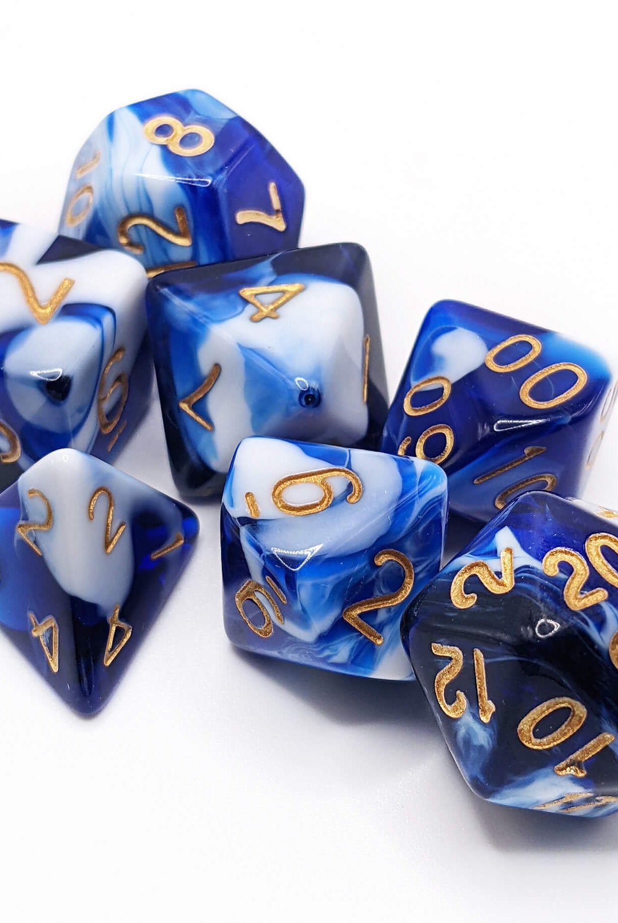 Crystal Caste Twins Dice Blue and White Mix 3