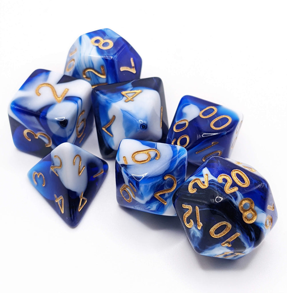 Crystal Caste Twins Dice Blue and White Mix 3
