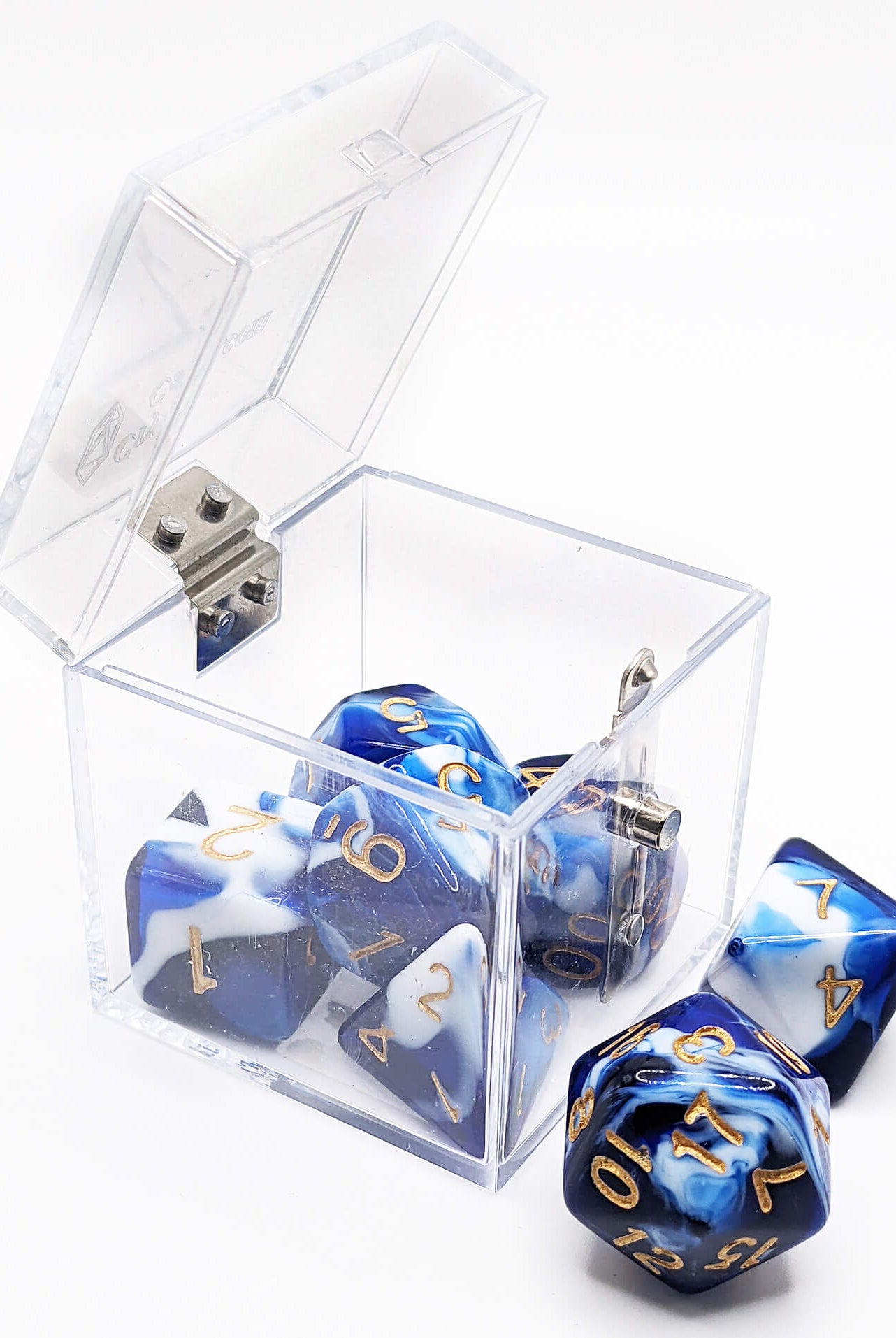 Crystal Caste Twins Dice Blue and White Mix