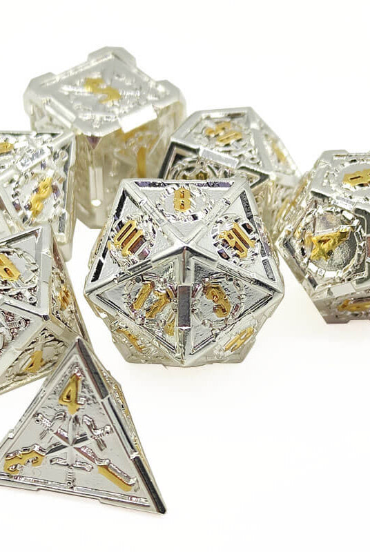Bright silver and gold dice 2