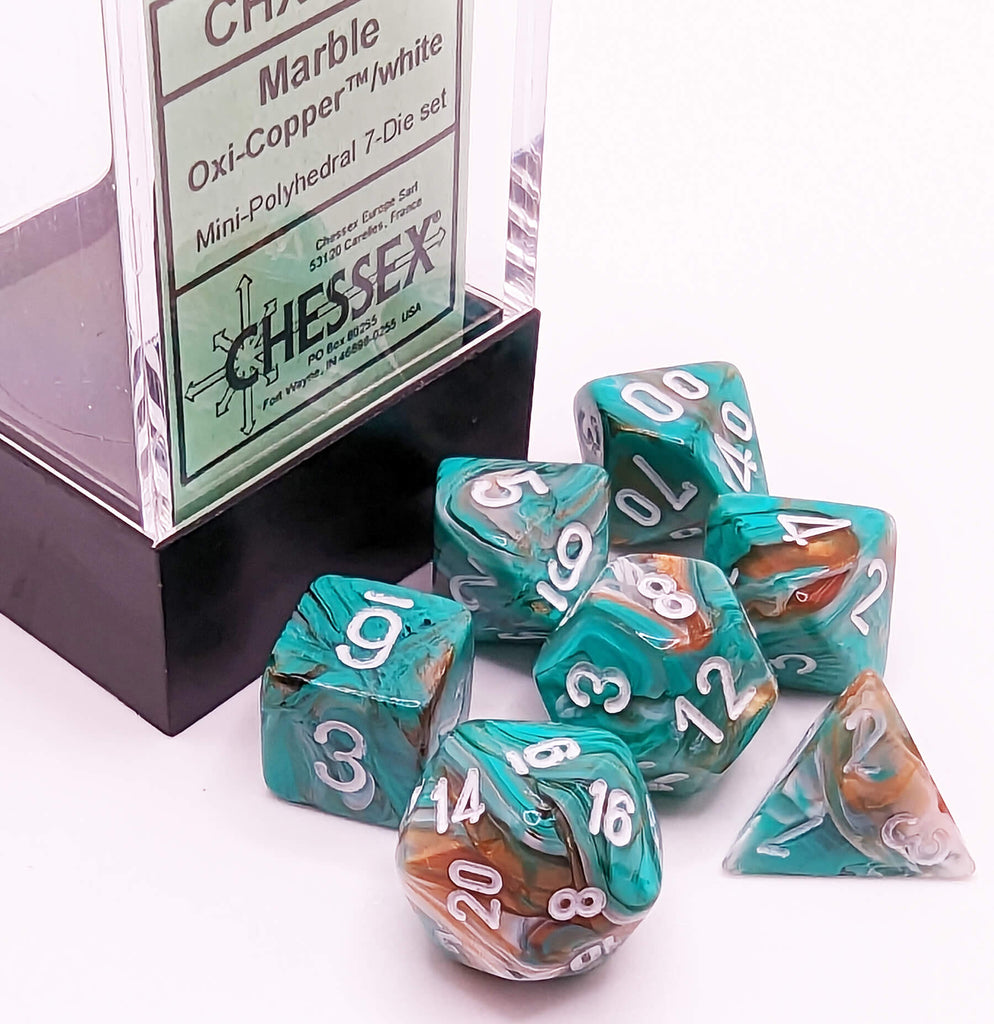 Chessex Mini dice for tabletop roleplaying games Marble Oxi-Copper CHX20403