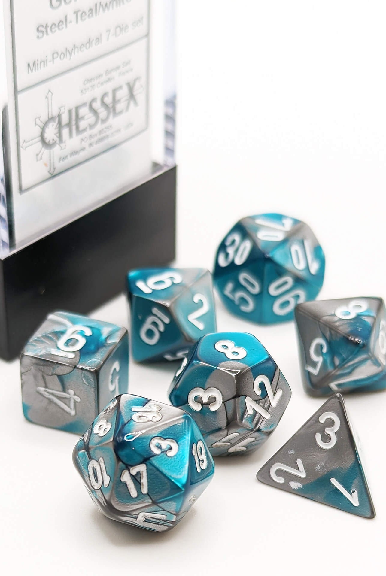 CHX20656 Chessex Steel and Teal mini dice