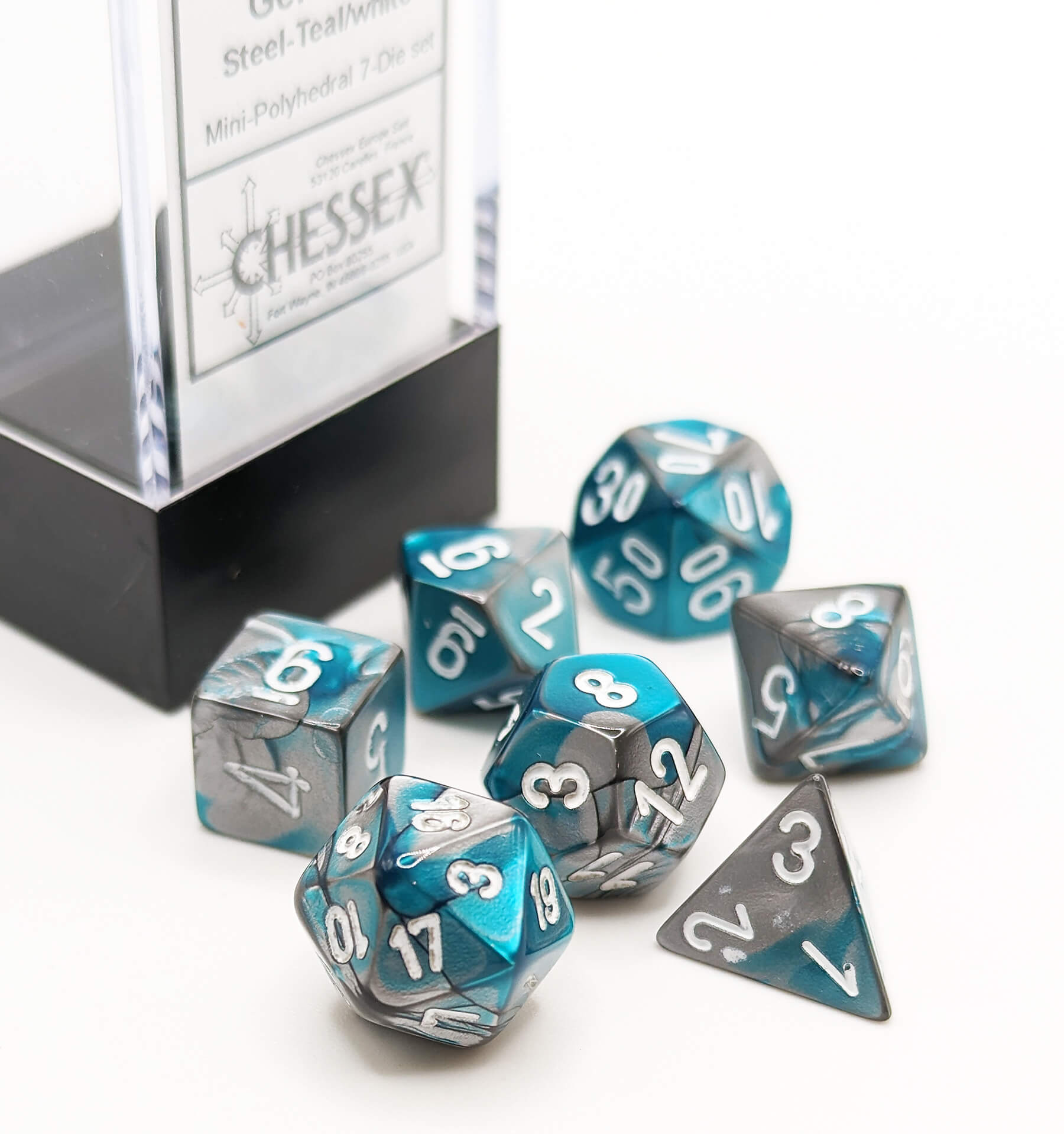 CHX20656 Chessex Steel and Teal mini dice