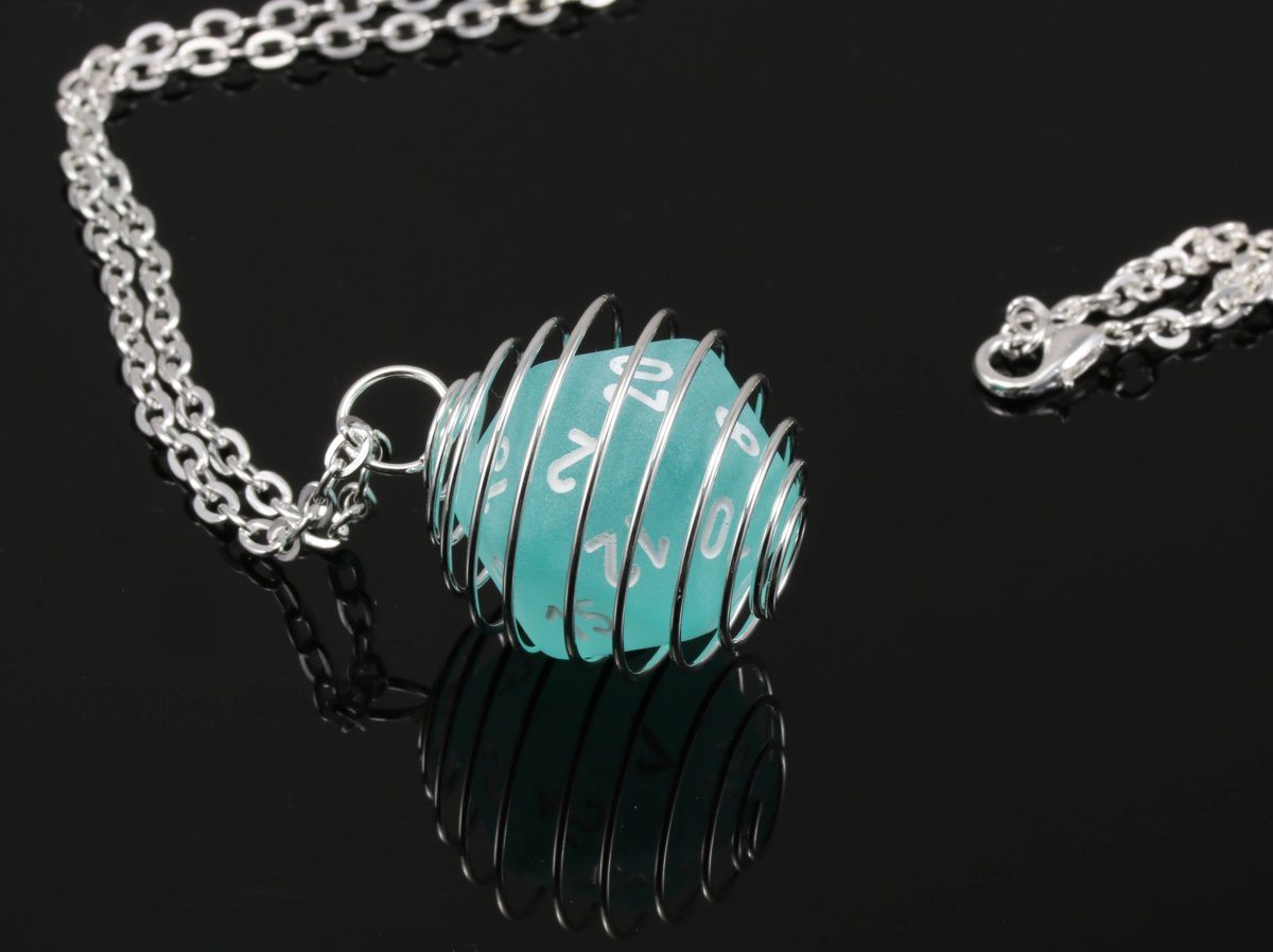 DnD Frosted Teal Dice Jewelry